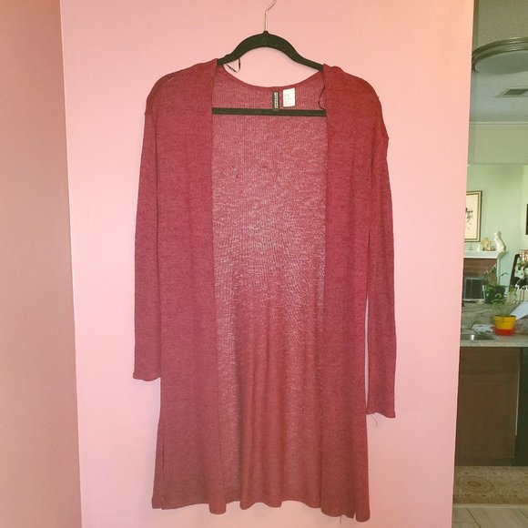 Divided H&M Long Cardigan Medium Burgundy Wine - Picture 1 of 4